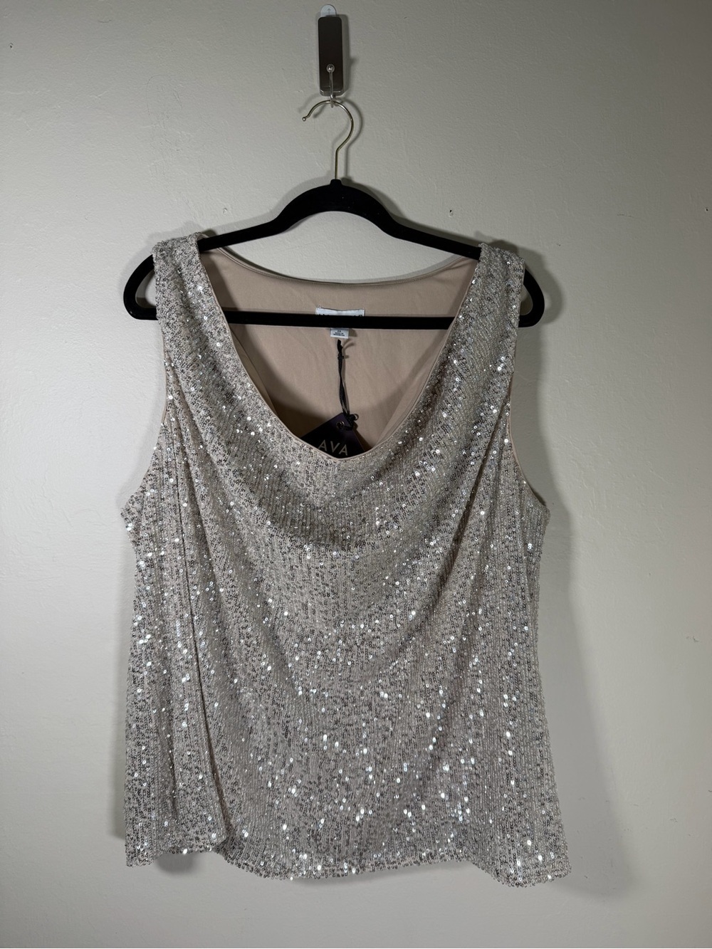 Ava & Viv Silver Sequin Strapless Cowl Top